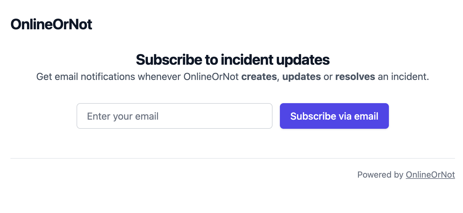 Subscribe to a status page via Email