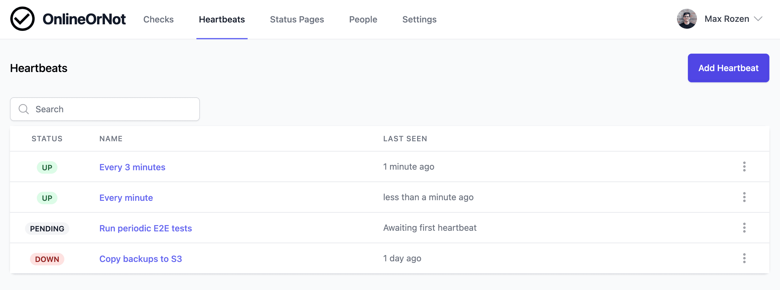 OnlineorNot Uptime Checks screenshot