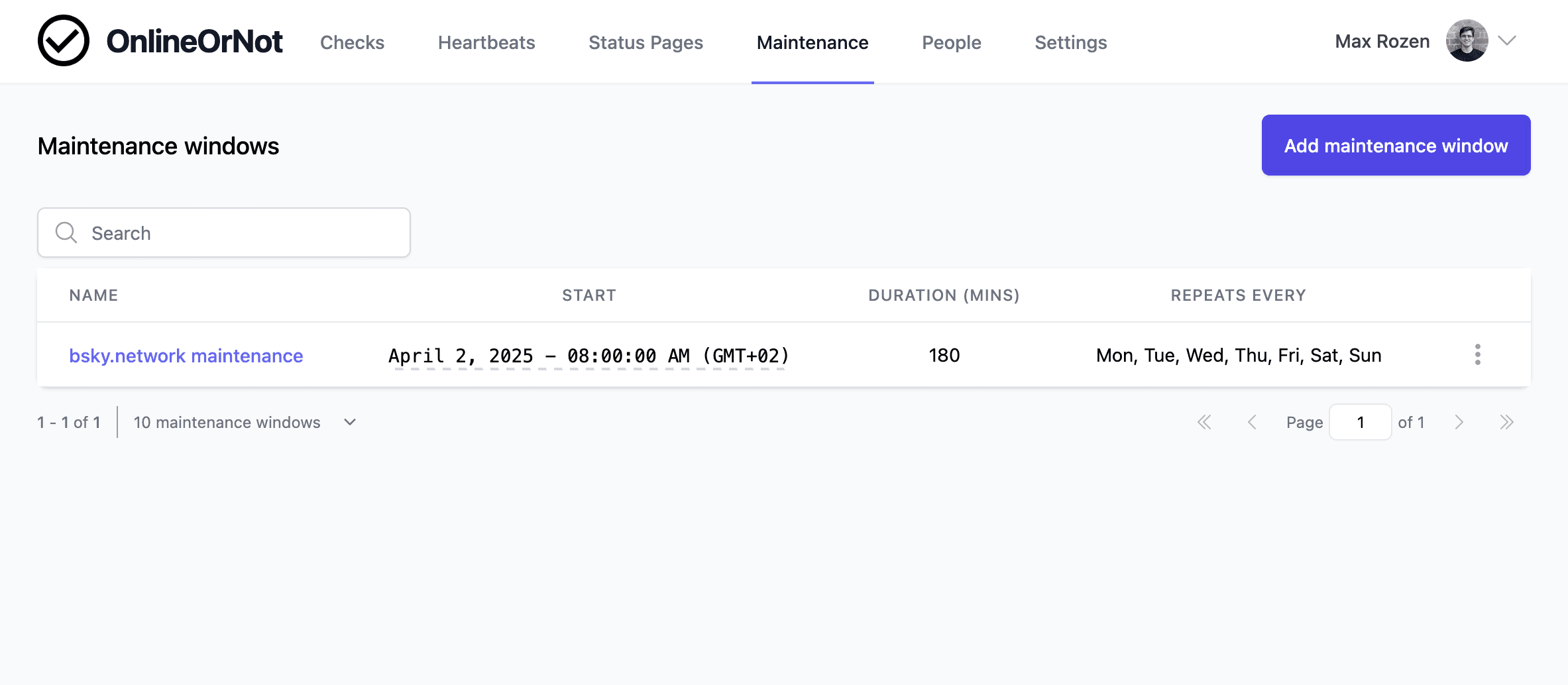 Recurring maintenance - OnlineOrNot