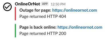 Outage alerts for Slack