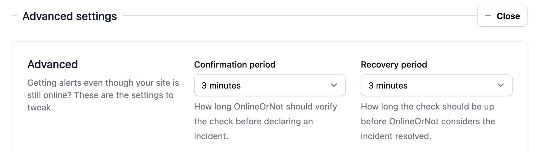 Confirmation and recovery periods - OnlineOrNot