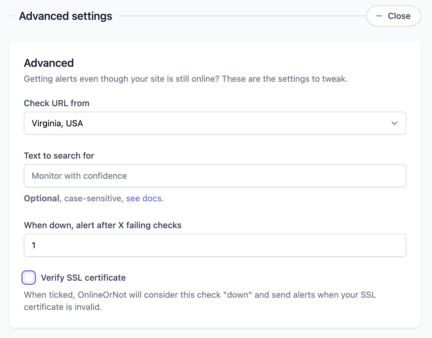 Verify SSL with OnlineOrNot