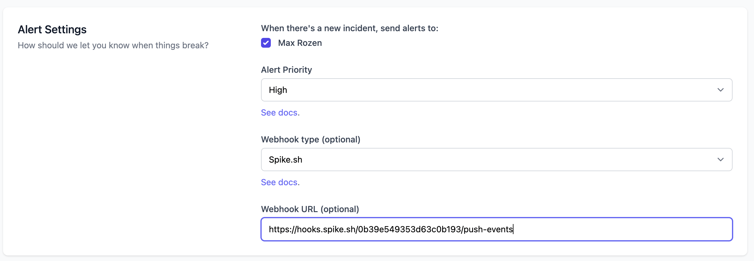 OnlineOrNot Webhooks URL for Spike