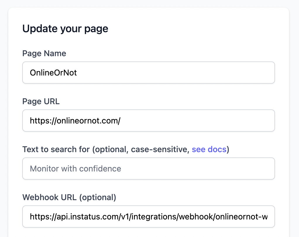 Updating an Uptime Monitor with Webhook URL